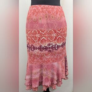 VTG Y2K 90s Tiered Ruffle Barbiecore Preppy Maximalist Feminine Romantic Skirt L